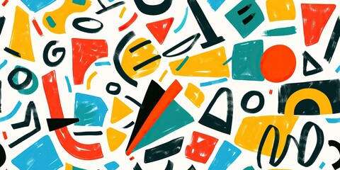 marker painting seamless pattern abstract background in colorful bright vivid tone, freedom fun liberal concept, doodle pattern grungy artistic design, Generative Ai