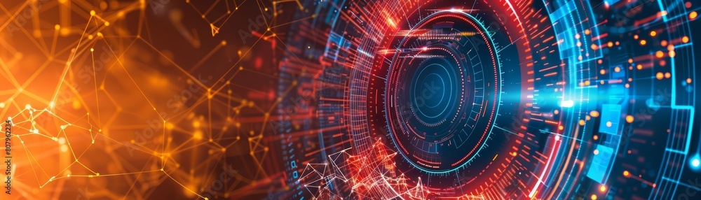 Poster abstract technology background circles digital hitech technology design background pulsates with dat