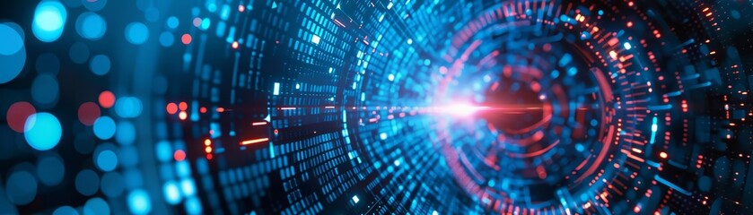 Abstract technology background circles digital hitech technology design background pulsates with data flowing through cyber connections