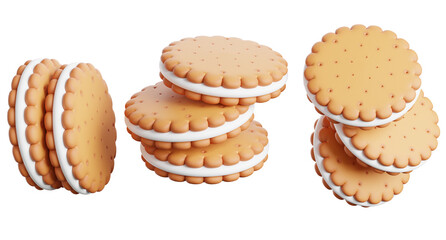 3d render of sandwich cookie collection.
