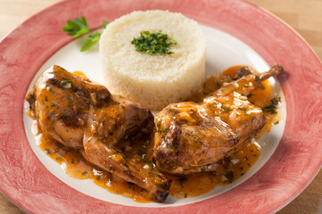 quails in curry with couscous