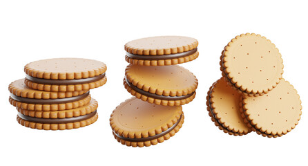 3d render of sandwich cookie collection.