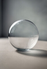 A side view of an empty glass ball photo effect mockup, emphasizing texture and clarity