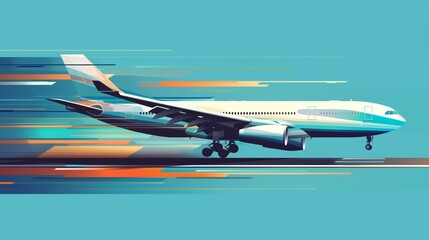 Abstract Illustration of Airplane in Motion: Flight Theme