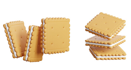 3d render of sandwich cookie collection.