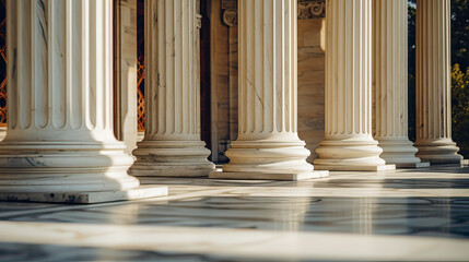 columns in a row in a classic architecture building created with Generative AI technology - Powered by Adobe