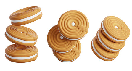3d render of sandwich cookie collection.