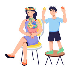 Check this flat illustration of mother crown 