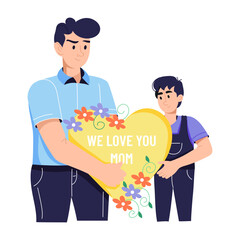 Easy to use flat illustration of mother’s day surprise 