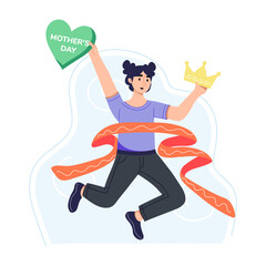 Trendy flat illustration of happy mother 