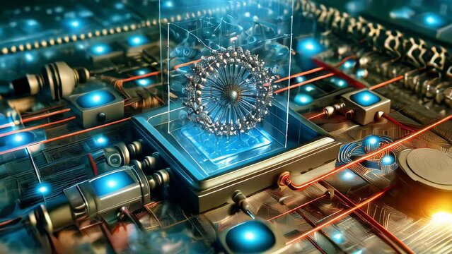 Abstract futuristic technology circuit board microprocessor environment. technology and innovation, perfect for themes related to computing, electronics, and futuristic developments in tech industries