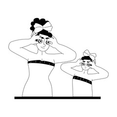 Check this glyph illustration of mother and daughter skincare routine 