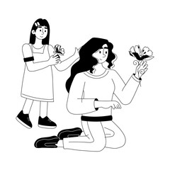 Get this glyph illustration of mother girl 