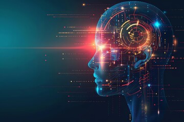 Experience the essence of advanced data analysis in an illustration depicting AI with machine deep learning