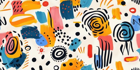  marker painting seamless pattern abstract background in colorful bright vivid tone, freedom fun liberal concept, doodle pattern grungy artistic design, Generative Ai