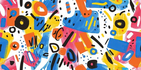  marker painting seamless pattern abstract background in colorful bright vivid tone, freedom fun liberal concept, doodle pattern grungy artistic design, Generative Ai