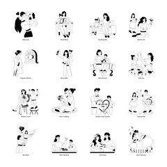 Handy Pack of Motherhood Glyph Illustrations 

