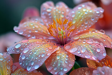 Raindrops Glisten on Spring Flower