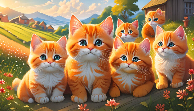 Chats roux &agrave; la campagne.