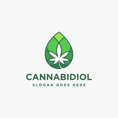 Droplet cannabidiol cannabis hemp marijuana oil logo icon