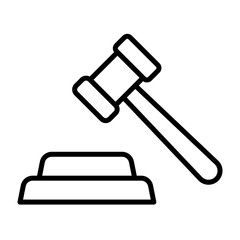 Judge gavel, auction hammer icon line