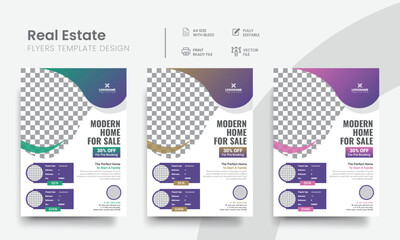 Affordable real estate flyer design template for realtor residential, rental & commercial home sale colourful announcement leaflet. Vol - 4