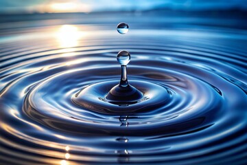 A drop of rain falling on a smooth water surface