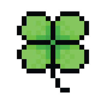 Four leaf clover  in 8 bit pixel art.