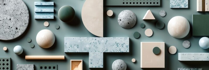 A bunch of different shapes and sizes are on a wall, AI