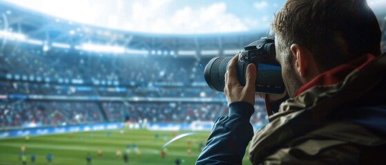 Sports Photographers with Zoom Lenses Shooting Soccer Championship Match. International Cup, World...