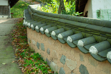 old stone wall Korean hanok