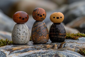 Statuesque pebble figures together, signifying themes of family, connection, and togetherness