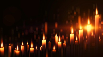 A candlestick chart representing stock price movements over time, with candle bodies and wicks