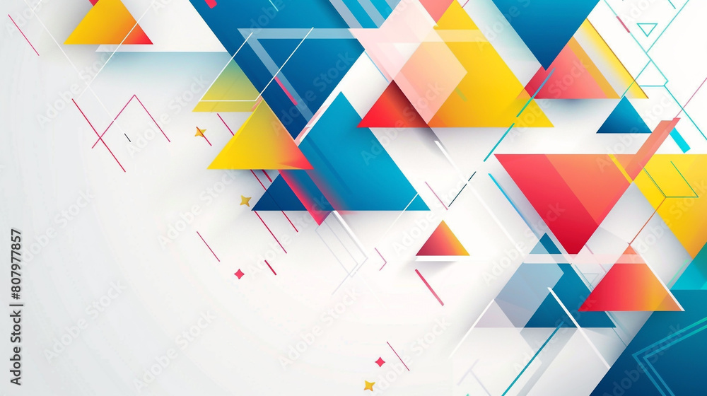 Poster abstract geometric background with colorful triangles and squares. in the style of graphic illustrat