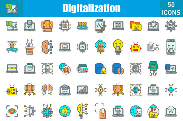 Digitalisatioz icon set. Containing Digital,Business Growth,Touch Id,Laptop,Online Business,Smart Glasses,Process,Smart Factory,Company,Search, Voting
Folder Tape and more. Vector web icons collection
