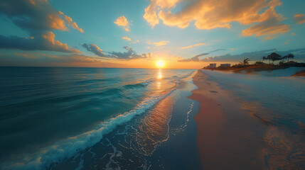 Ocean coast in summer. Summer holiday on the warm sea coast.