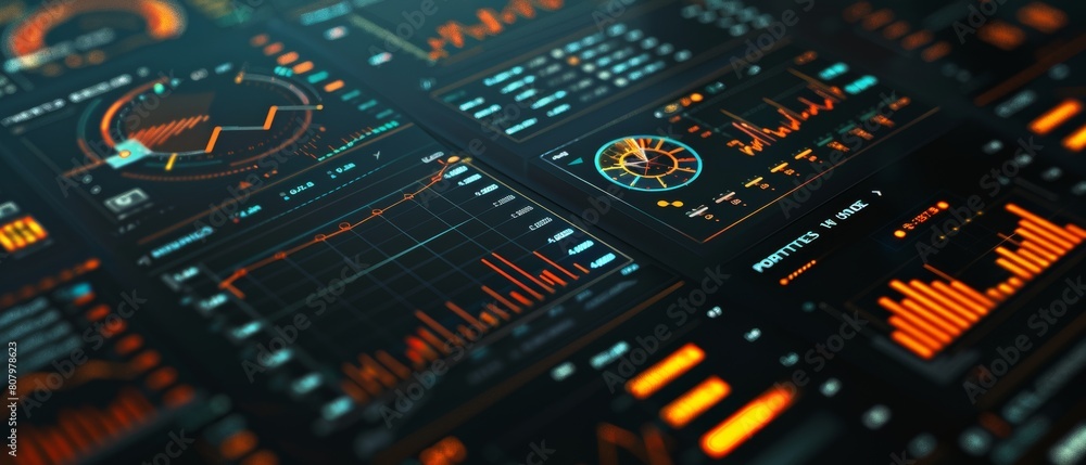 Poster an interactive 3d rendering of the financial stock and cryptocurrency market table template with big