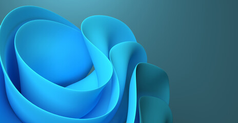 Abstract 3d background light blue wavy shape 3d rendering illustration