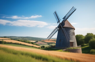 Windmill on a summer field