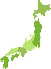 Japan, map, travel, color, vector, illustration, lines,