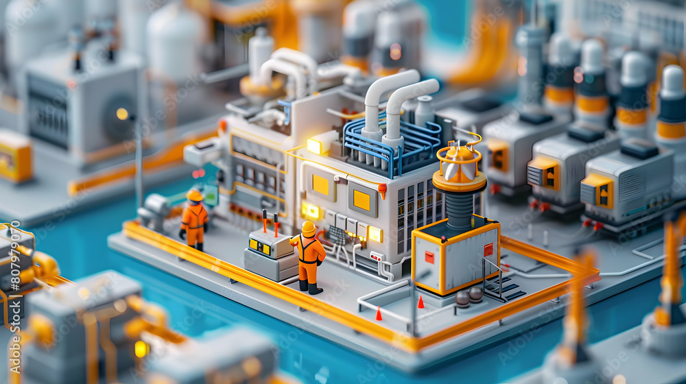 Poster 3d flat icon: electrical engineer analyzing power distribution network for energy loss minimization