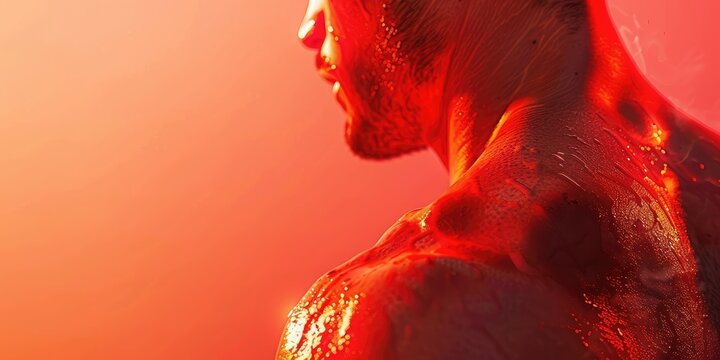 Sunburn a person with red, sunburned skin, a reminder of overexposure to the sun's harmful rays