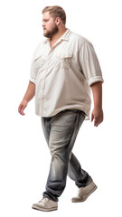 Fototapeta premium PNG Chubby man walking adult white.