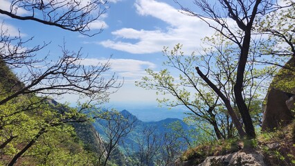 summer view of peak and rock at Bukhansan Mountain, South Korea. hiking. Korean mountain scenery.