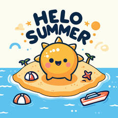 Hello Summer Vector Illustration Art work