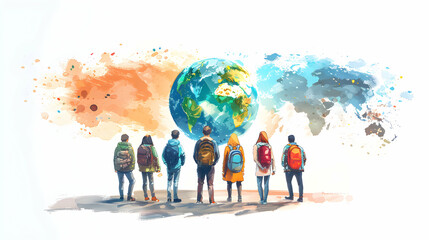 world map and earth, people