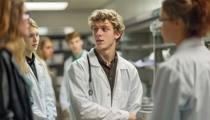 Veterinary Education and Training, features a group of veterinary students or professionals engaged in a learning activity, such as attending a lecture, participating in a laboratory session