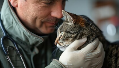 Veterinarian Examining a Pet,This prompt involves an image of a veterinarian conducting a thorough examination of a pet, perhaps listening to its heartbeat or checking its teeth