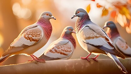 Pigeon birds and pigeon pink birds