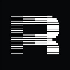 Letter R Logo with Abstract Line Pattern